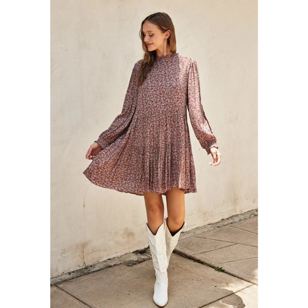 Wishlist Cottagecore Dress Women Small Sienna Ditzy Floral Pleated Western Boho